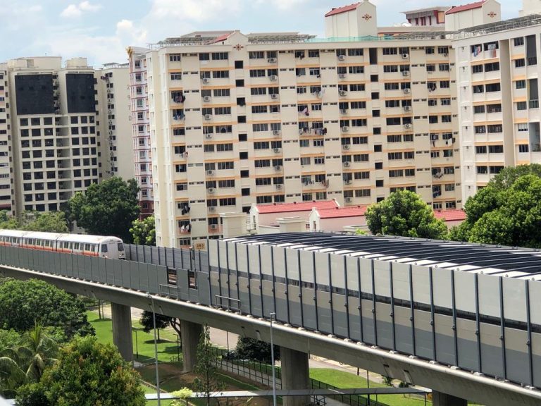 Sound barrier between Choa Chu Kang Ave 1 and Ave 4 from Bukit Gombak to Choa Chu Kang MRT Station.