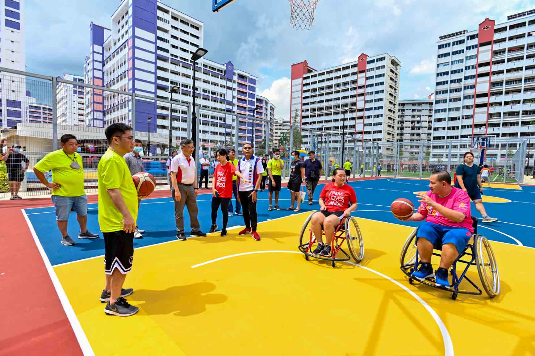 The opening of The Arena @ Keat Hong drew many residents, young and old, who checked out the new playgrounds, played games with former national footballers and even had a game of wheelchair basketball.