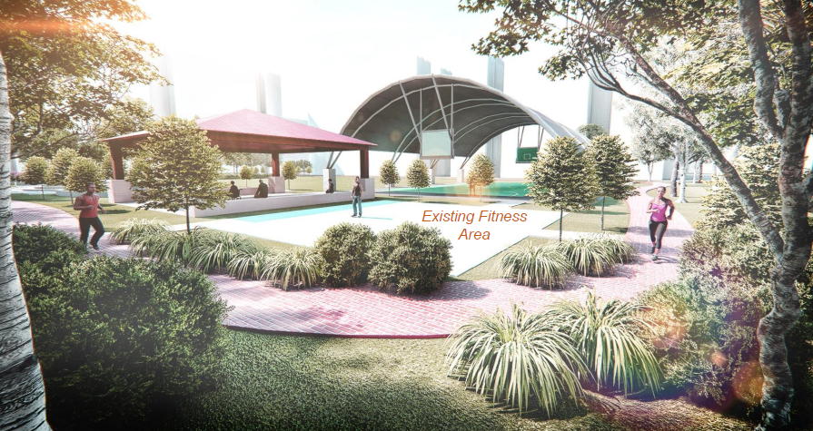 Artist’s impressions of the covered basketball court & children’s cycling trail