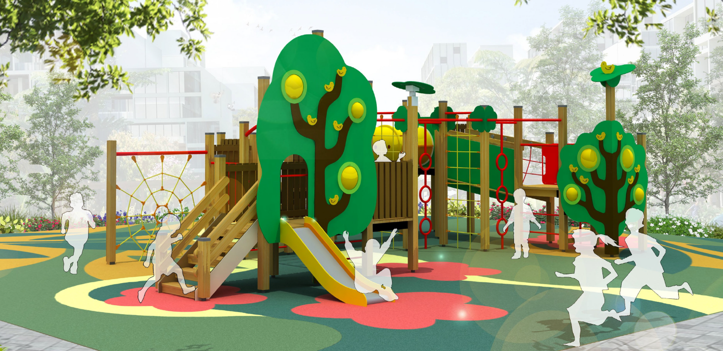 Artist’s impressions of the new fitness corner and children’s adventure playground